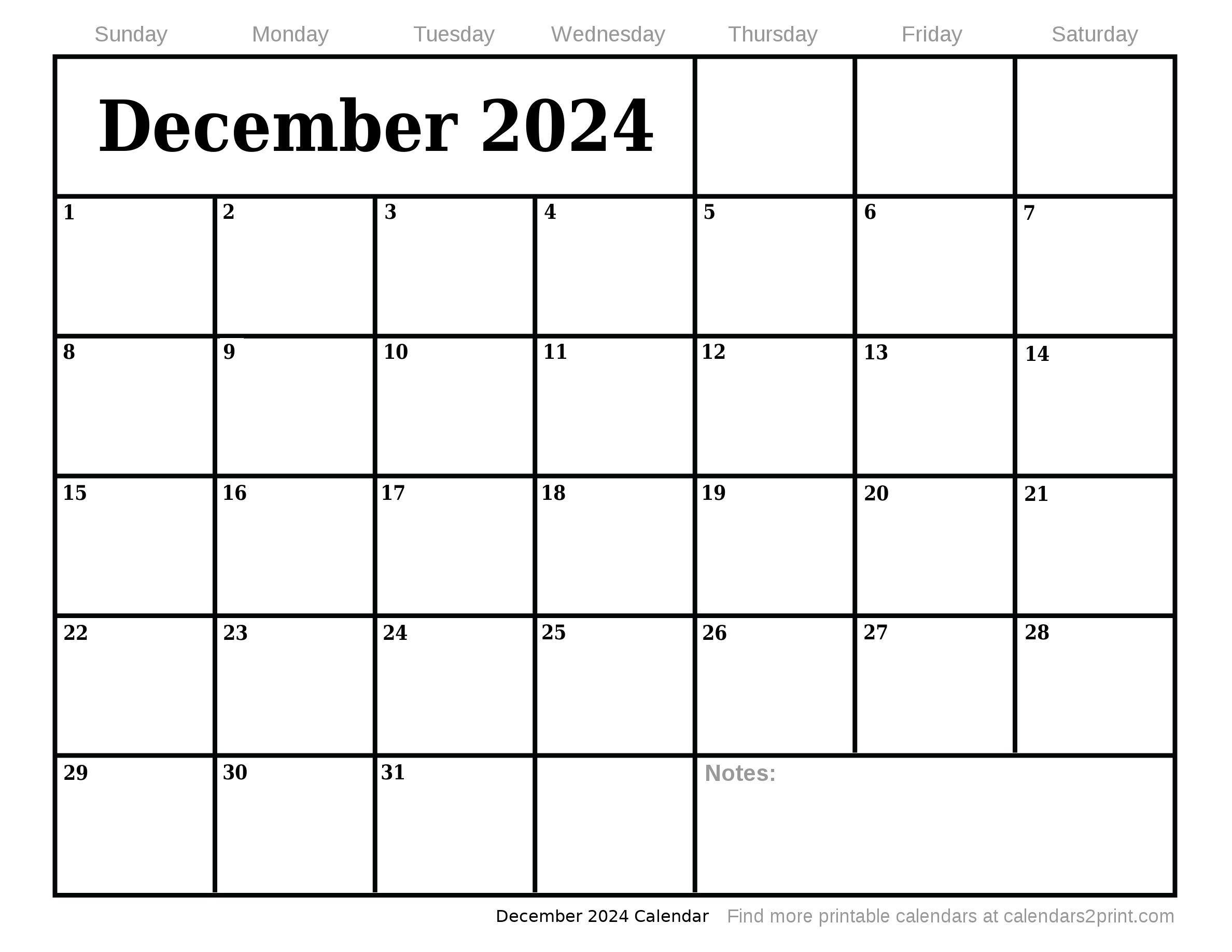 Dec 2024 Printable Calendar