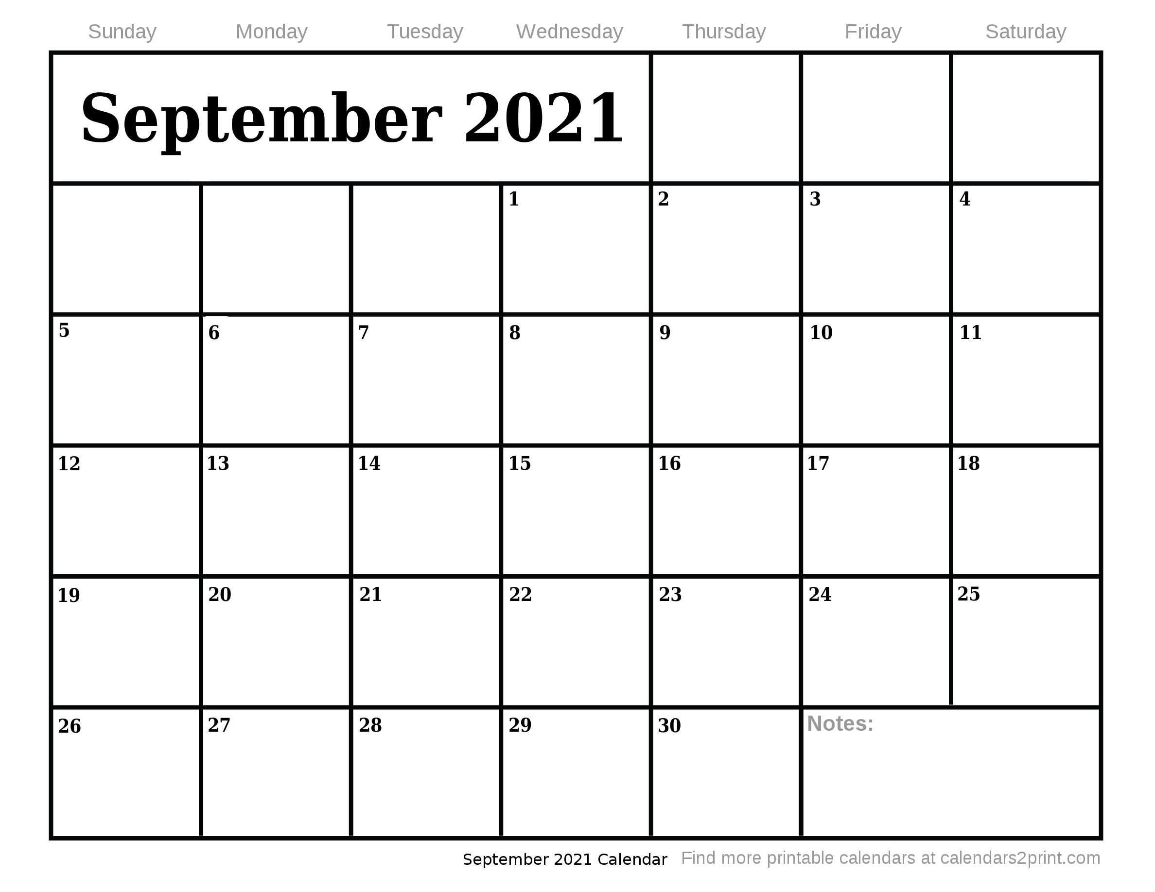 Sep 2021 Printable Calendar